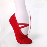 Pantoufles de Ballet pour filles et femmes, chaussures de danse, de gymnastique pour adultes, d'entraînement, en toile à semelle souple 4