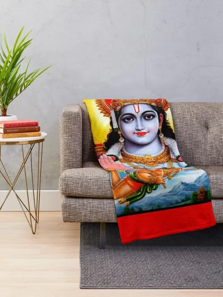 Hindu Lord Rama Goddess Print Throw Blanket Bed halloween manga Blankets