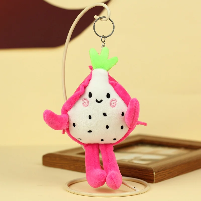 Comfortable Simulated Dragon Fruit Plush Toy Fruit Pendant Keychain Soft Pillow Plush Toy Kawaii Cartoon Fruits Girls Doll Toys