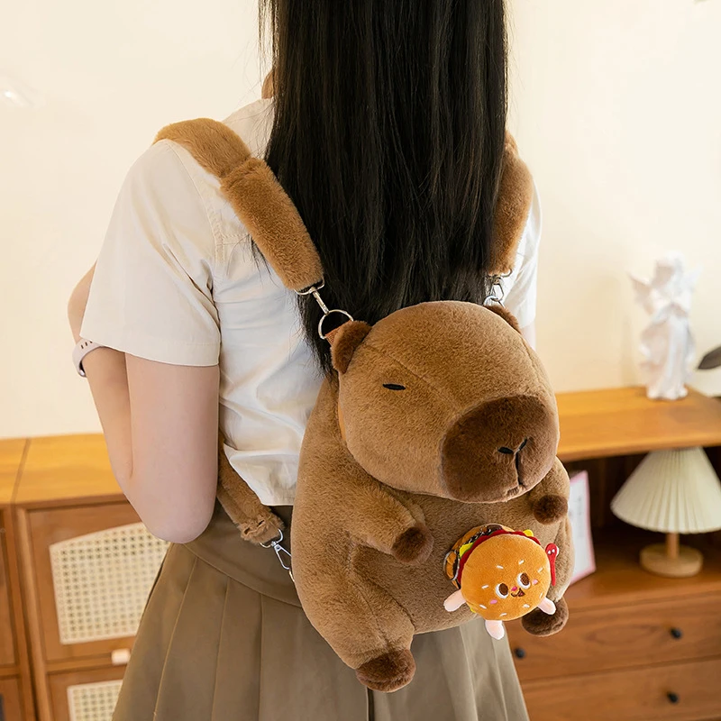 35 ซม.Capybara Plush กระเป๋าเป้สะพายหลัง Kawaii แฟชั่น Plushie ตุ๊กตาขนสัตว์กระเป๋าเด็กกระเป๋าไหล่กระเป๋ามินิกระเป๋าเป้สะพายหลังกระเป๋าสําหรับเพื่อน