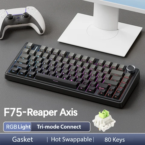 AULA F75Pro Прокладка Беспроводная игровая механическая клавиатура RGB Индивидуальная раскладка 75% Колпачки клавиш из ПБТ с боковой гравировкой