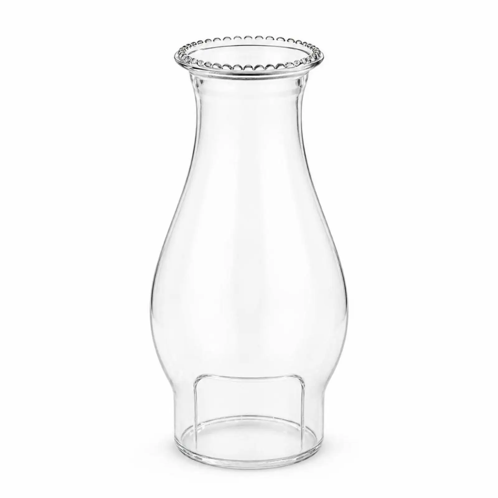 Oil Lamp Chimney Clear Glass Chimney with Beaded Rim Tapered for Repair Projects