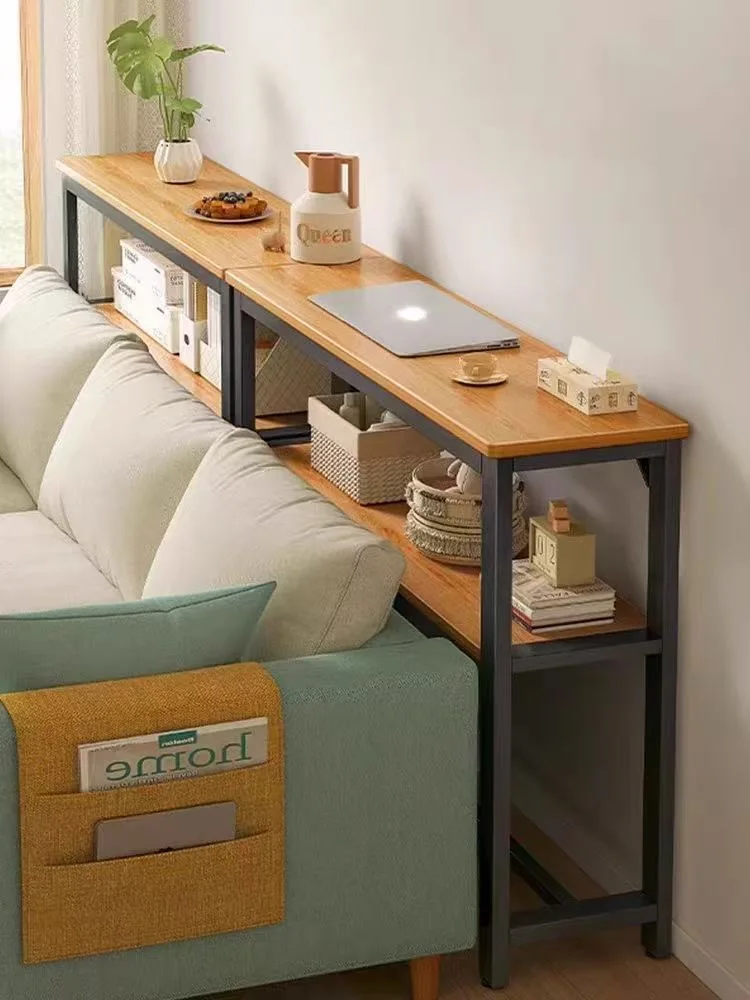 Multifunctional Living Room Sofa Back Shelf Narrow-Slit Storage Cabinet Home Bookcase Organizer Rack Table