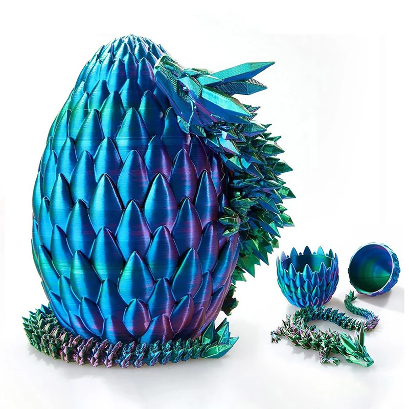 3D Printed Dragon Scale Egg Crystal Dragon Joint Moveble Desktop Ornament Egg Crystal Flying Dragon Creative Birthday Gifts