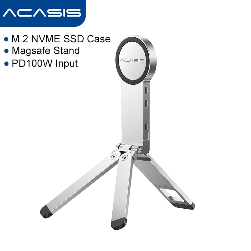 Acasis M.2 NVMe SSD Behuizing Magnetische Stand 10Gbps NVME SSD Adapter voor 2280/2260/2242/2230 SSD Dubbelzijdige Magnetische Telefoonstandaard