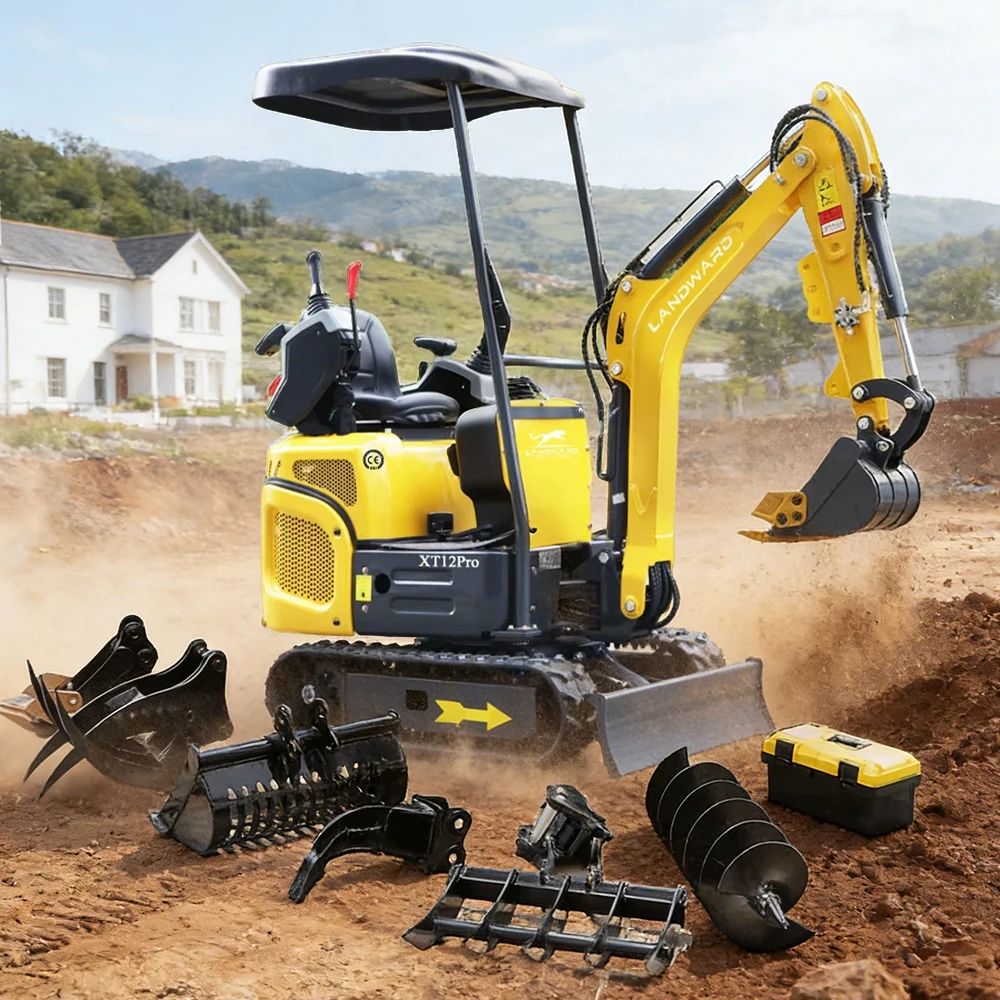 Europa xt12 pro 1200kg escavadeira país agricultura escavação de esteira hidráulica kubota epa motor 1.2 ton mini escavadeira personalizar