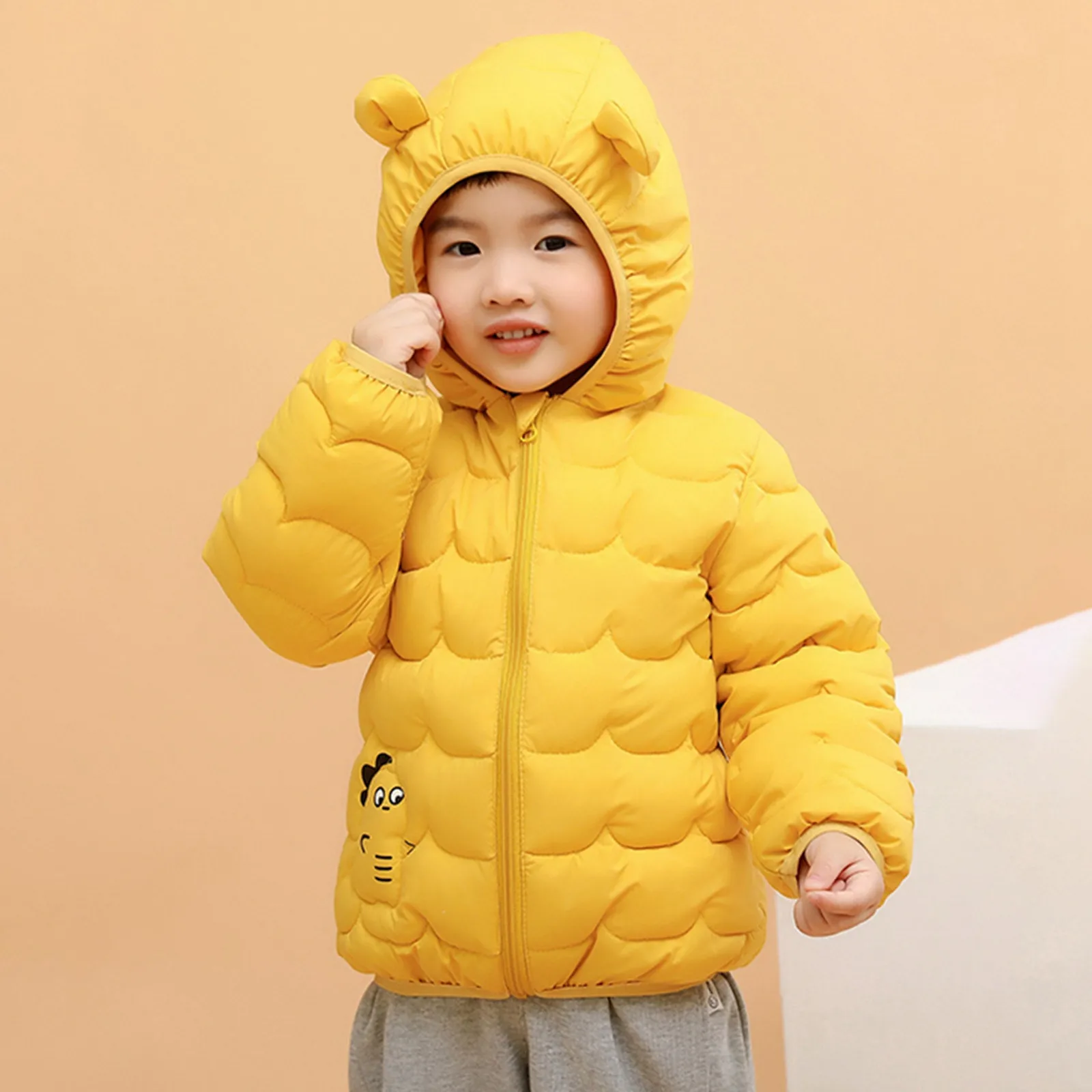 

Baby Girls Boys Coat 2024 Winter Thick Down Hooded Coat Children Cute Dinosaur Jacket Newborn Warm Zipper Outerwear Kids Clothes