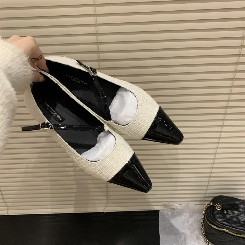 

New Fashion Women's Retro Style Thick Heel Women Mary Jane Shoes Fashion Shallow Pointed Toe Ladies Comfort Office Pump Footwear