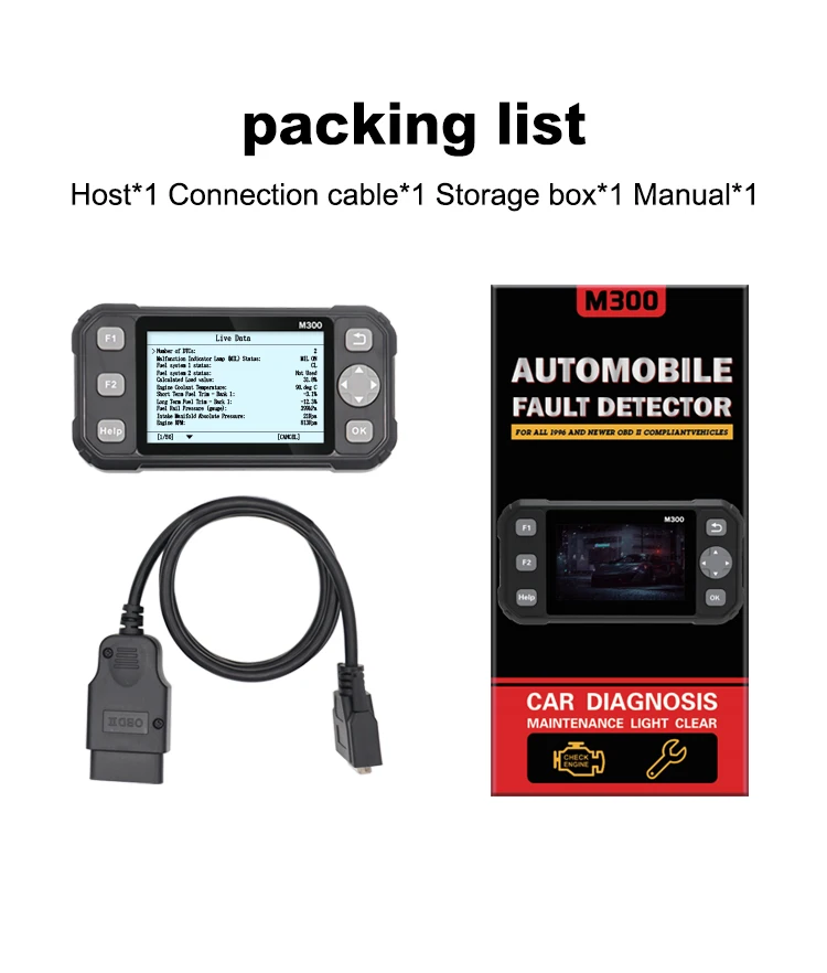 Multi-languages M300 Automotive Diagnostic Scanner Vehicle Scan Tool Car Code Scanner OBD II Tester Fault Diagnosis Instrument