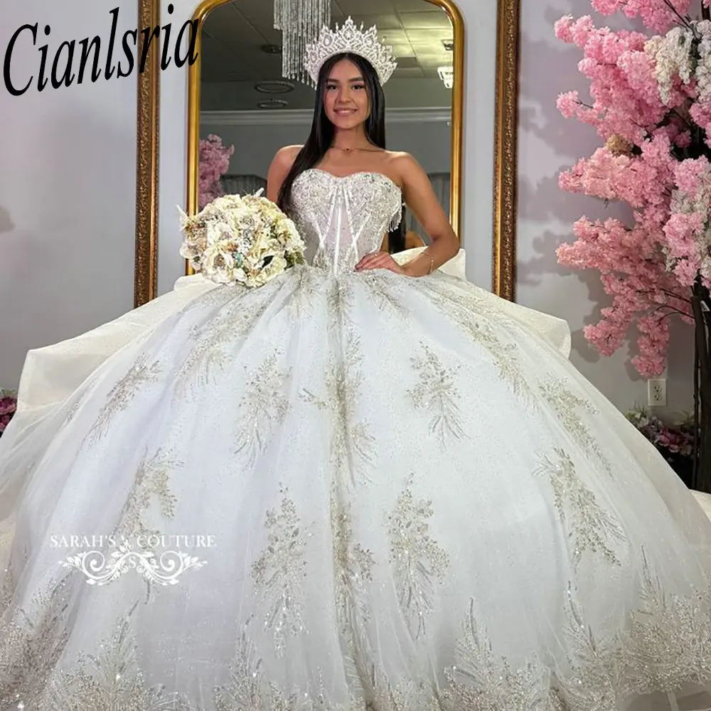 Princesa lantejoulas apliques rendas quinceanera vestidos de baile querida babados personalizado espartilho vestidos de xv anos