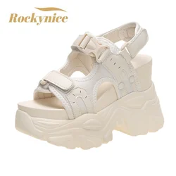 Mode Zomer Vrouwen Sandalen Peep-Toe Wedge Platform Sneakers Vrouw 10.5Cm Hakken Dikke Bodem Sandaal Nieuwe Casual Strand flip Flops