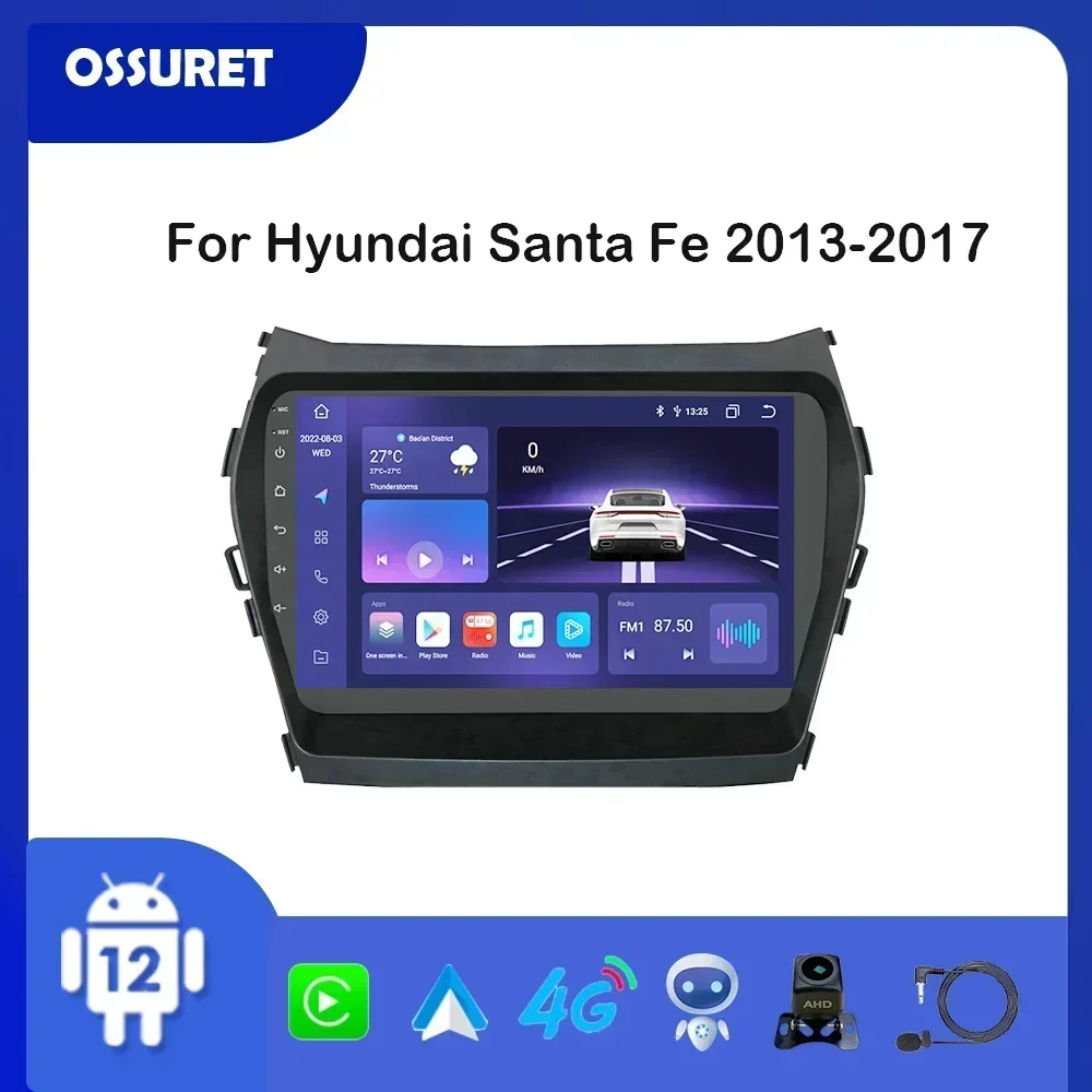 

2 Din Android Auto Car Radio Multimedia Player for Hyundai Ix45 Santa Fe 2013 2014 2015 2016 2017 GPS Navi Stereo Bluetooth rds