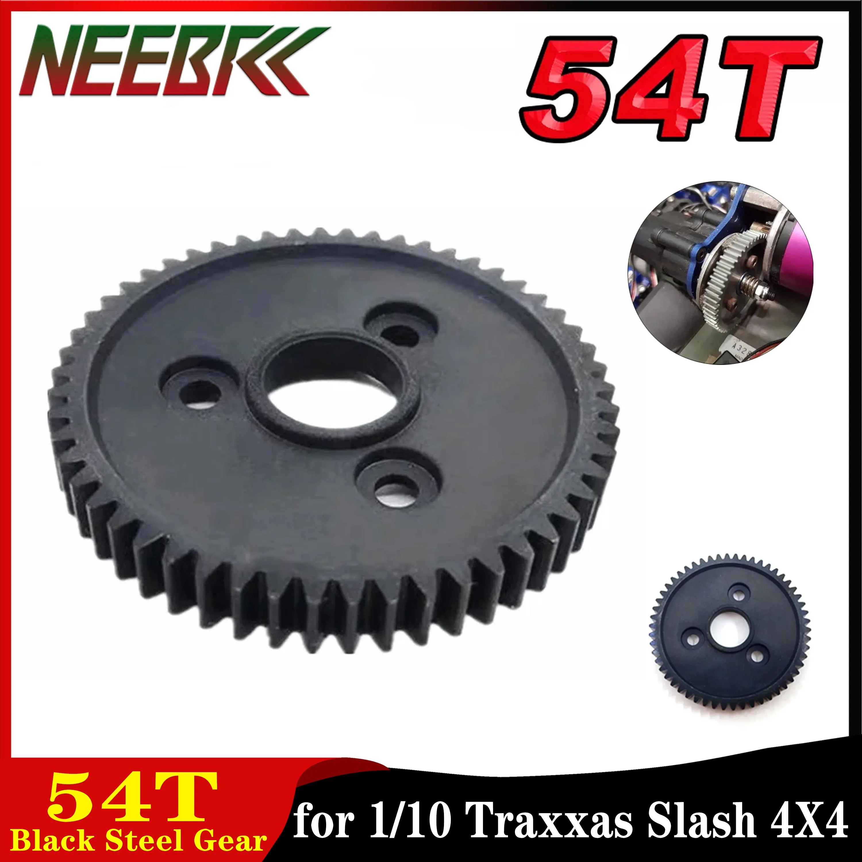 NEEBRC 54T Metal Black Steel Gear Box for 1/10 Traxxas Slash 4X4 Stampede SUMMIT RC Car E-REVO Huanqi727 SUMMIT Upgrade Tools