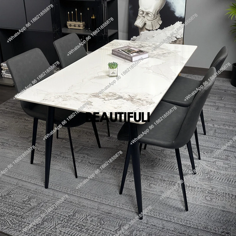 High Legs Design Dining Tables Square Black Cheap Modern Wooden Dining Tables Luxury Space Saving Mesa Comedor Home Furniture