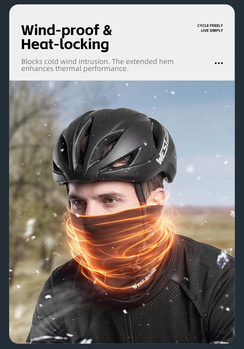 WEST BIKING Winter-Fahrradschleier Winddichte Thermische Sturmhaube Nackenwärmer für Skifahren Motorrad Atmungsaktive Fleece-Gesichtsmaske Warm – Detail 10