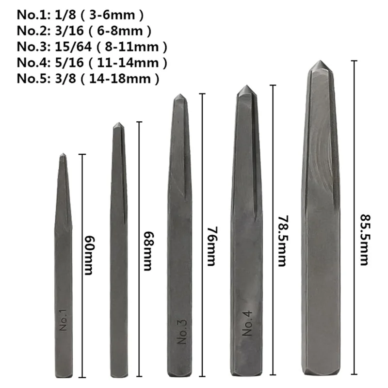 Extrator de parafuso de fácil saída HRBAJ 5 unidades removem rapidamente ou fixadores despojados para 3/16 polegadas a 5/8 polegadas