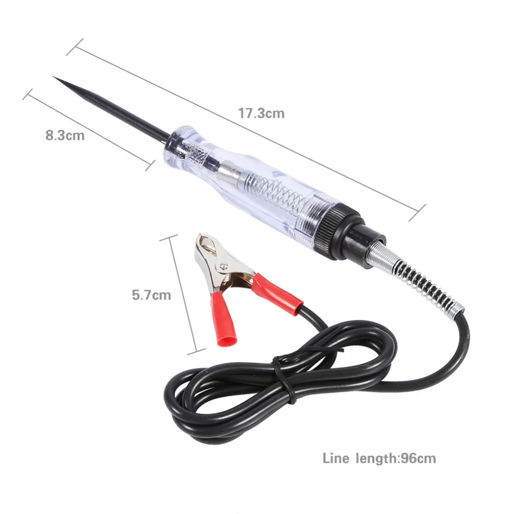 DC 6V-24V Car Voltage Tester Fuses and Light Socket Tester Transparent Circuit Test Pen for Car Motorcycle and Small Engines