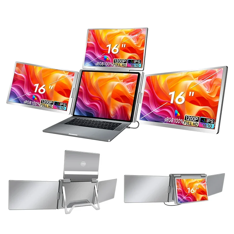 Fopo S788 16-Zoll Quad Monitor IPS Panel Typ C Schnittstelle Laptop-Bildschirm-Extender