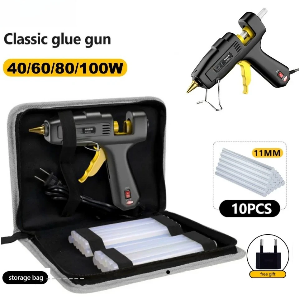 40/60/80/100W Portable Glue Gun and Stick Kit Mini Hot Melt Gun Home Electric Heat Temperature Gun Repair DIY Arts Tools