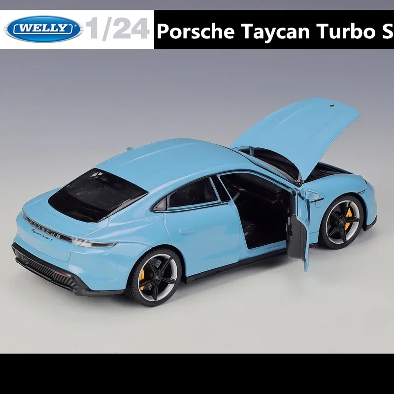 Welly-Modèle de voiture en alliage moulé sous pression, 1:24, Porsche Taycan Turbo S, jouet en métal, voiture de sport, haute simulation, cadeaux de collection