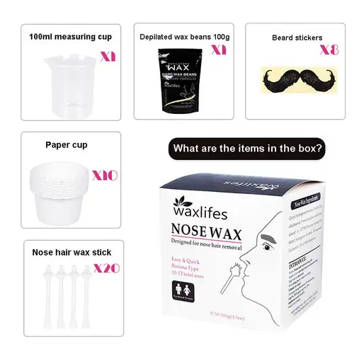Painless Nose Hair Removal Wax Kit Home Beauty Nose Ear Depilator Waxing Tools Nose Ear Lips Hair Cleaning Wax Beads Set Safety - Image 10