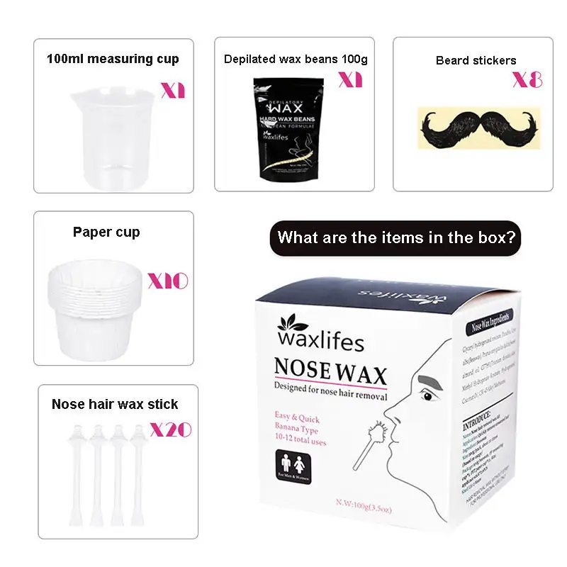 Painless Nose Hair Removal Wax Kit Home Beauty Nose Ear Depilator Waxing Tools Nose Ear Lips Hair Cleaning Wax Beads Set Safety - Image 10