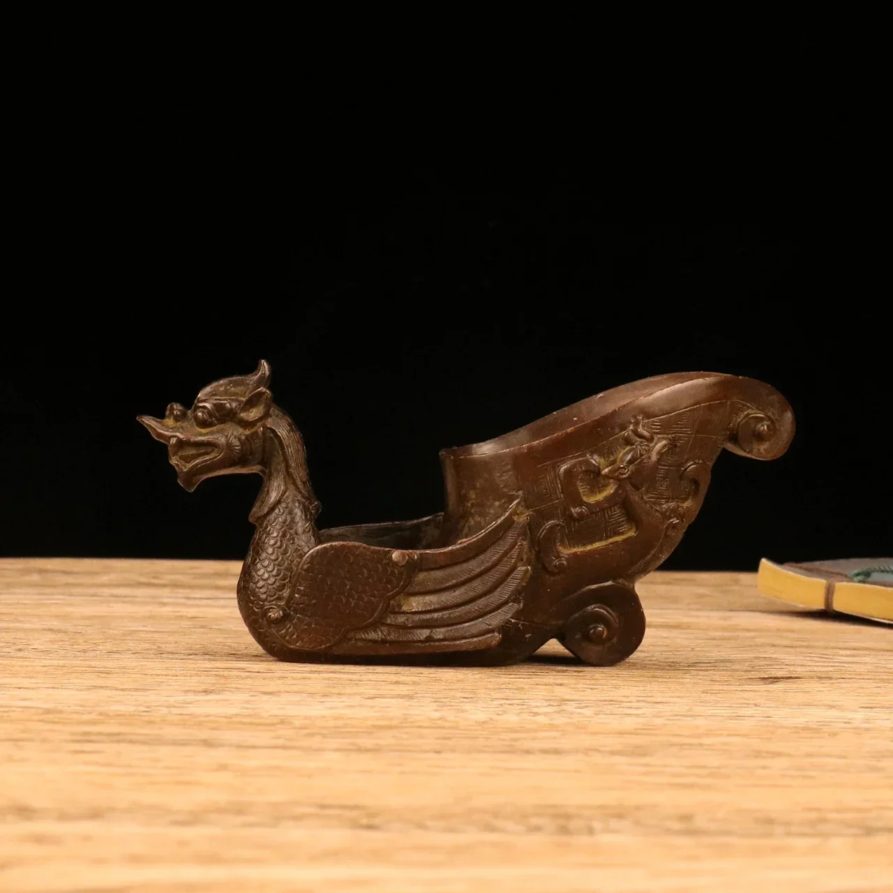 Collection Purple Copper Handmade Dragon and Phoenix Cup Decorations