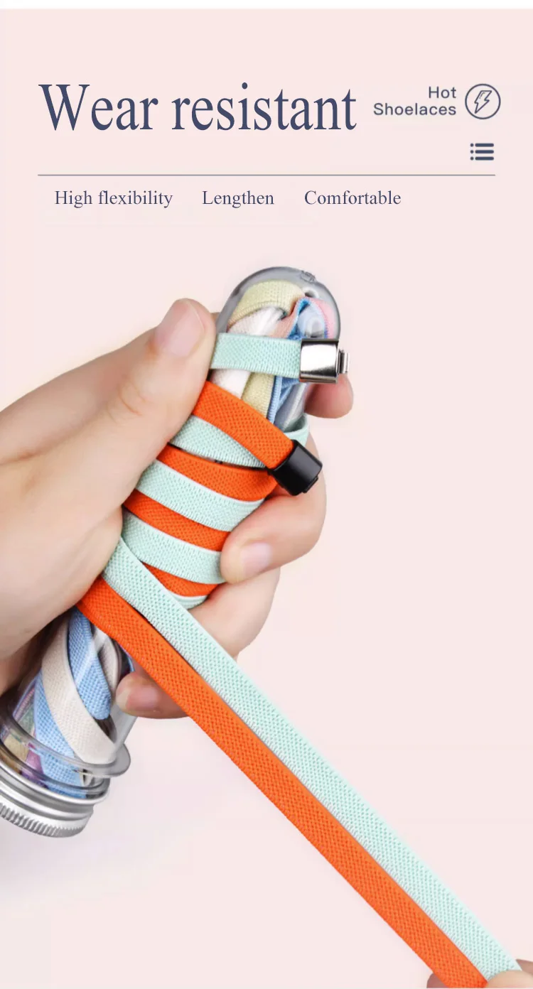 8 mm Schnürsenkel ohne Krawatte, Press-Lock-Schnürsenkel ohne Krawatten, elastische Schnürsenkel, Sneaker, Kinder und Erwachsene, verbreiterte flache Schnürsenkel für Schuhe – Detail 4