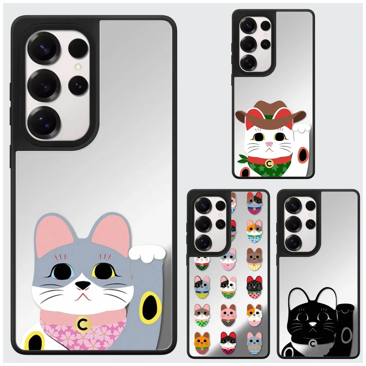 

Lucky Cat Mirror Surface Case for Samsung Galaxy S26 S25 S24 S23 Ultra S26U S24+ S25+ S26 Plus Protective Case