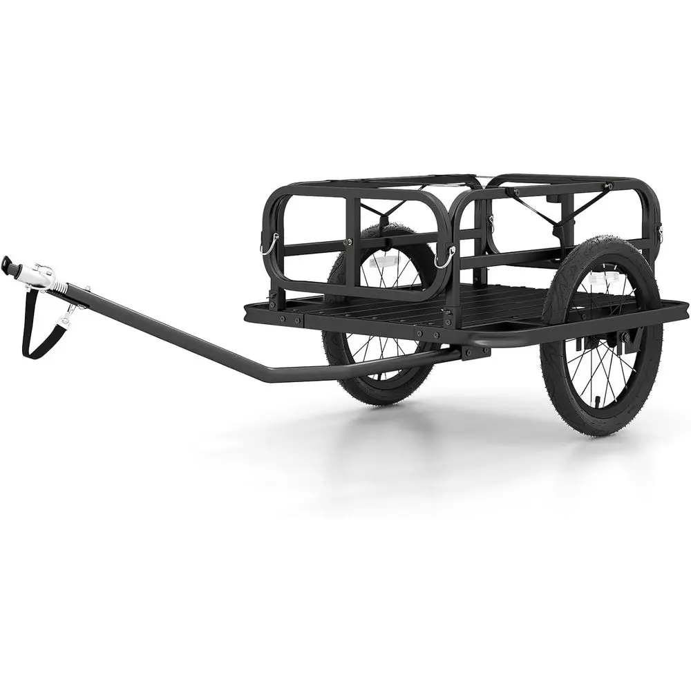

Прочная велосипедная тележка с универсальным креплением, 16-дюймовыми колесами, грузоподъемностью 220 фунтов, металлическим каркасом для кемпинга, покупок и путешествий