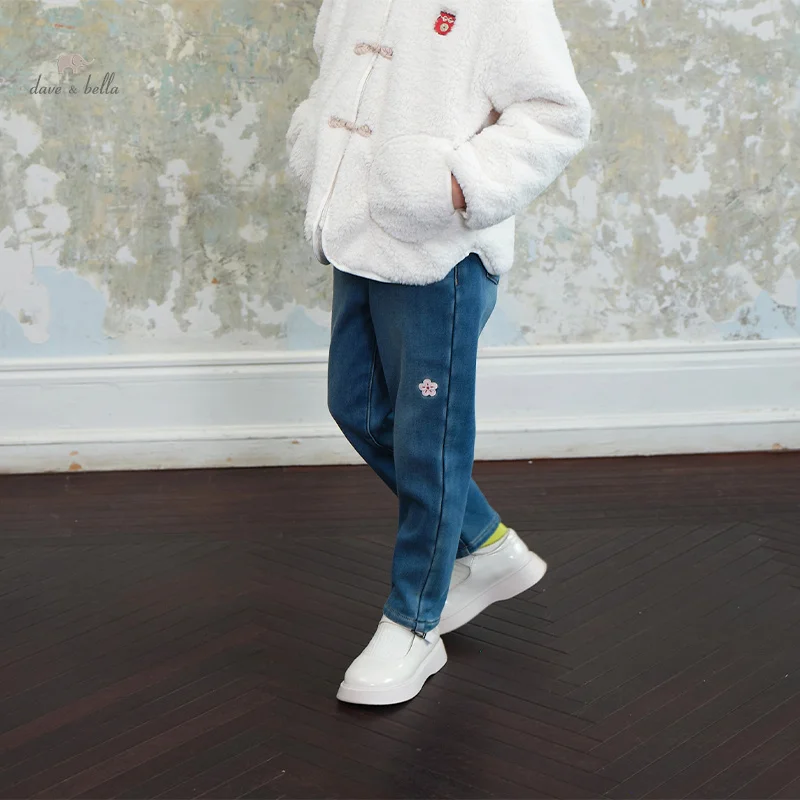 Dave Bella Children's Girl's Pants Jeans 2023 New Winter Cowboy Cool Casual Fashion Loose Sweet Lovely Party Outdoor DK4237780