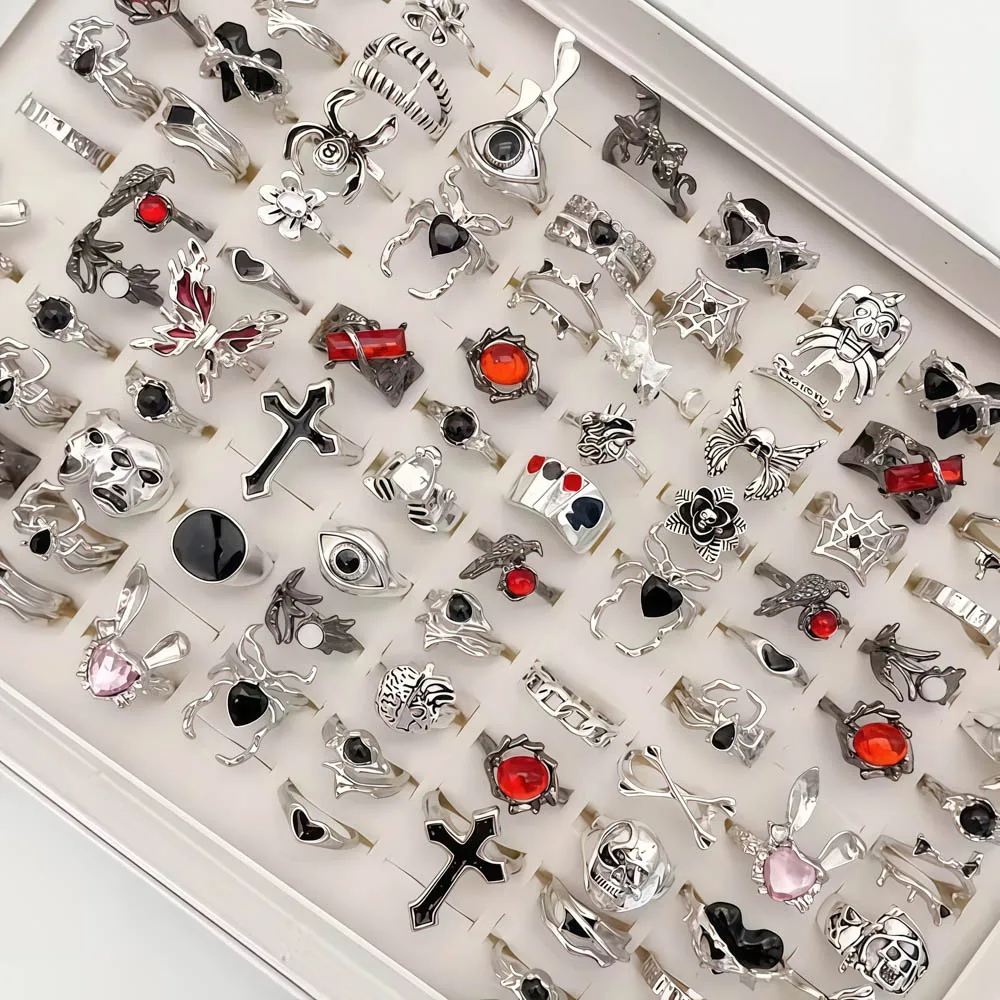 10/20/30/قطعة/الوحدة موضة سحر ريترو الشرير الصليب الشيطان العين خواتم للرجال النساء مزيج نمط الهيب هوب مجوهرات اكسسوارات هدية حفلة
