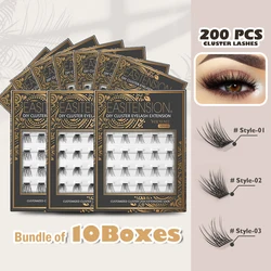 EASITENSION 200 PCS 10 Boxes DIY Cluster Lashes Natural Individual Bundles Eyelash Extension 3D Volume Effect Faux Eyelashes