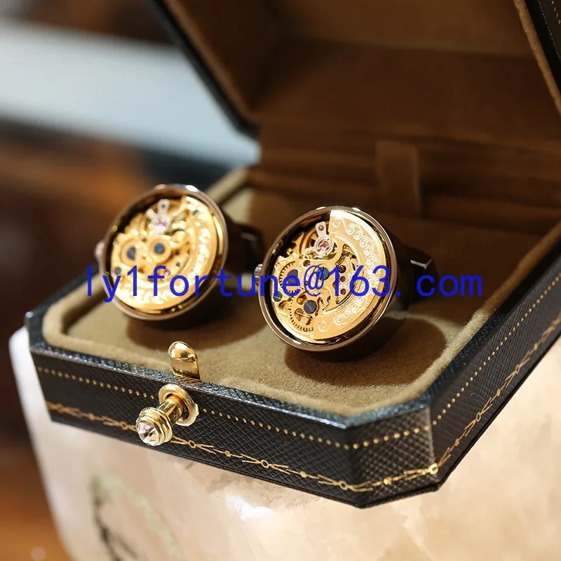 Permanent winding tourbillon movement high-end French cufflinks men's light luxury cuffs custom shirt suit sleeve studs