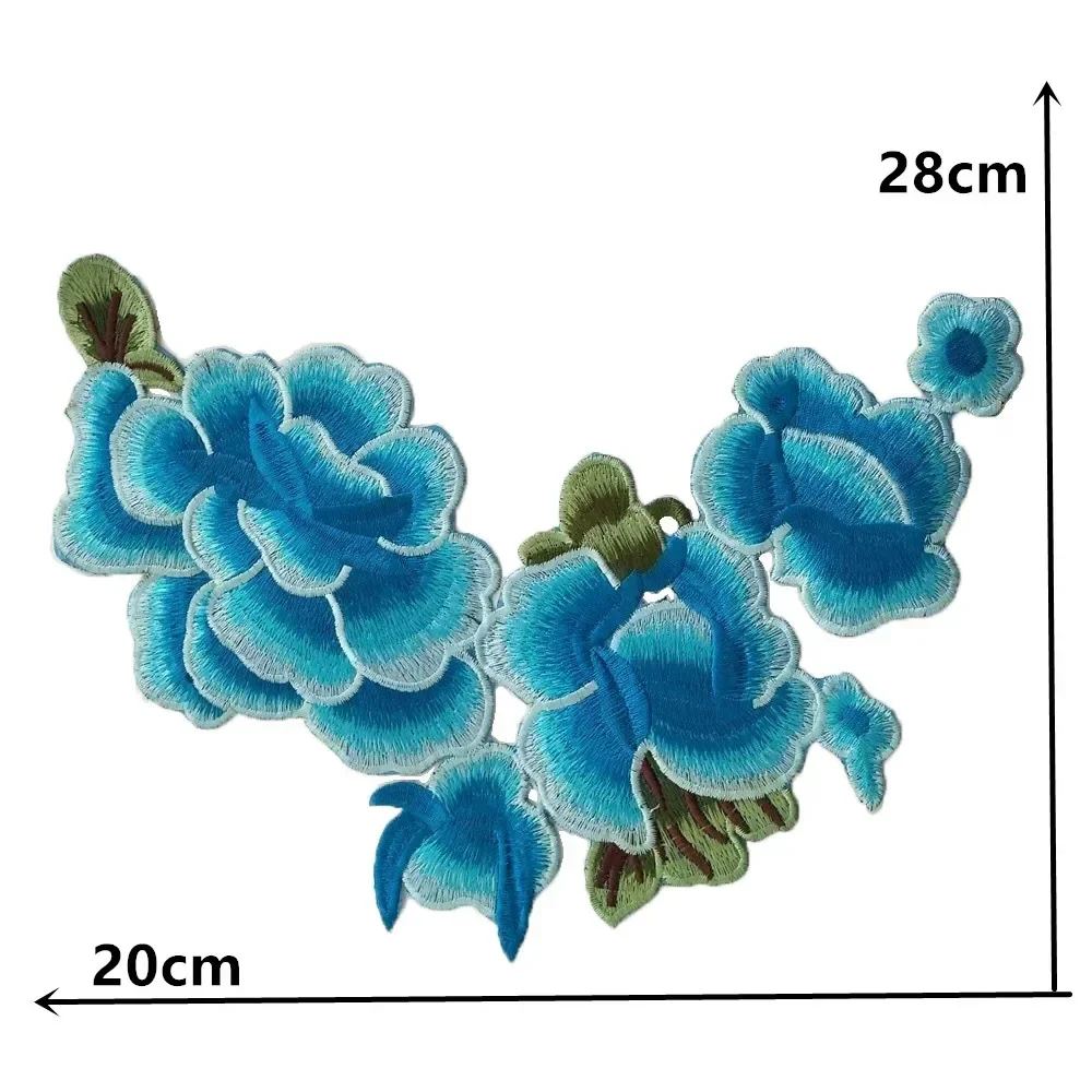 Colorful rose flower embroidery female soil coat applique can be sewn and ironed DIY clothing supplies fabric 1PCS for sale