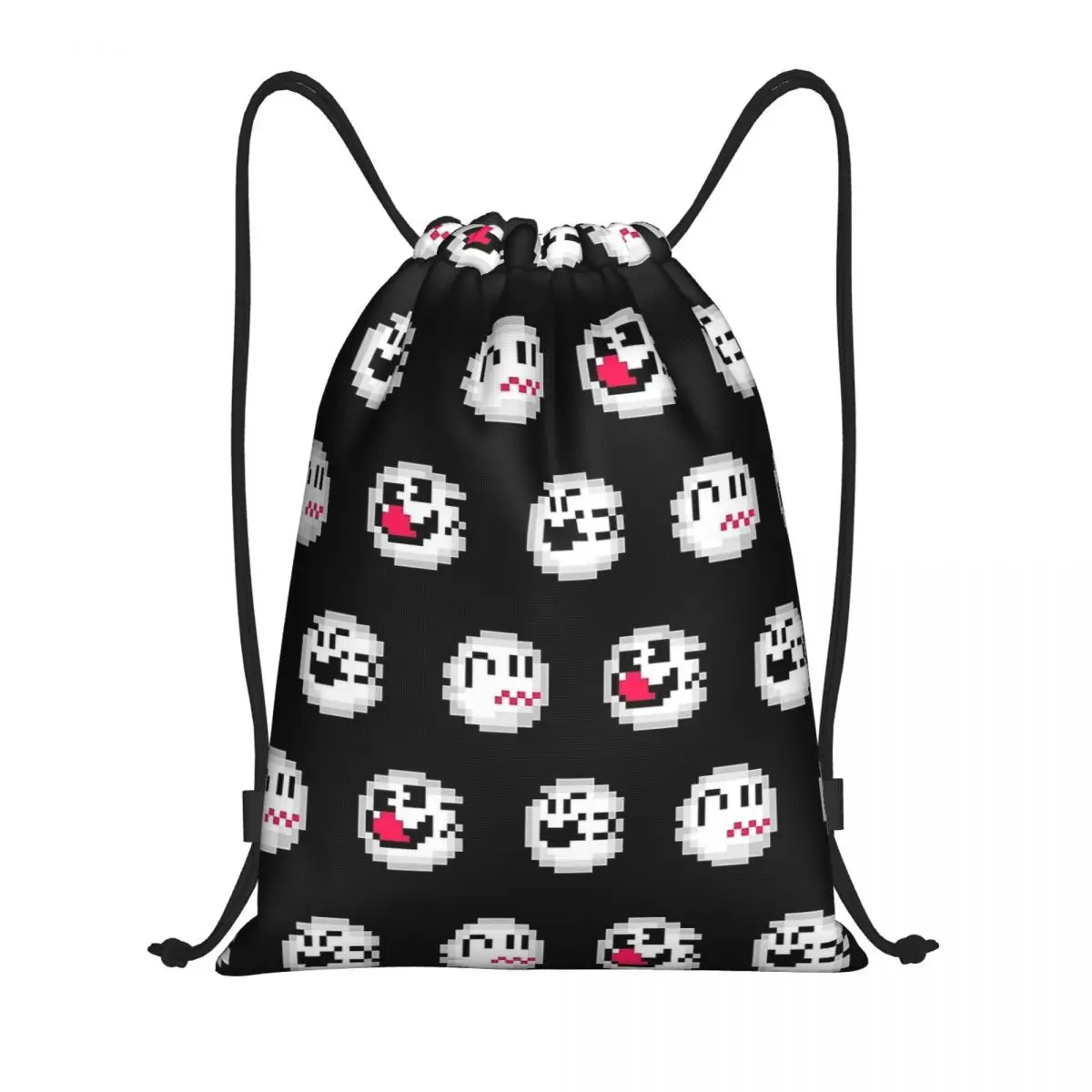 

Boo Video Games Drawstring Backpack Sports Gym Sackpack Super Marios String Bags for Cycling