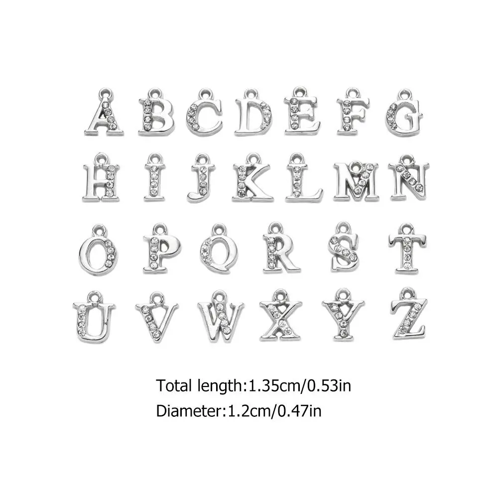 

26Pcs Alphabet Pendants Delicate Letter Pendant Decorative English Charms DIY Necklace Bracelet Key Ring Jewelry Accessories