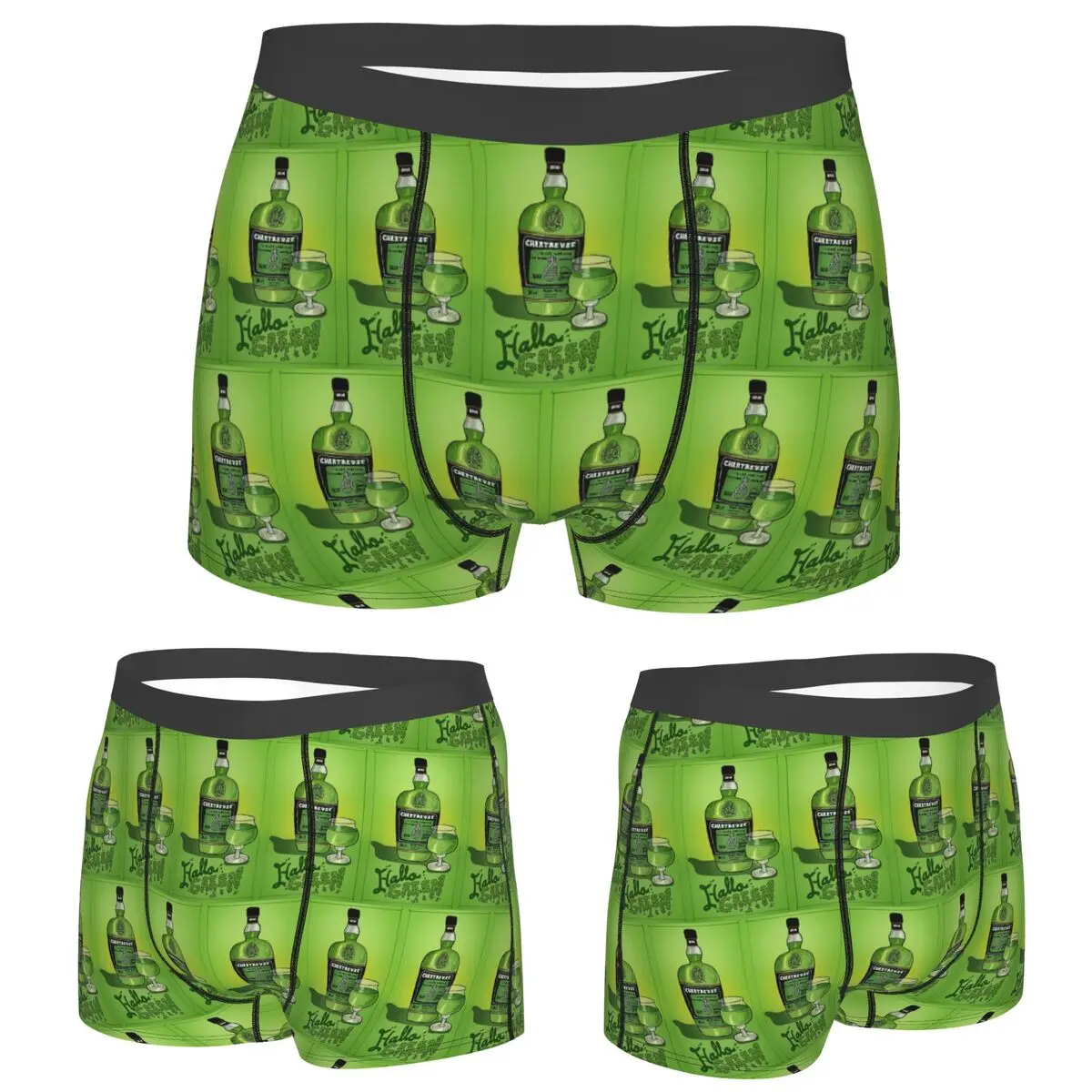 

Boxer Underpants Shorts Green Chartreuse Bottle Oil Painting Drink 1 Panties Men's Breathable Underwear for Homme Man Boyfriend