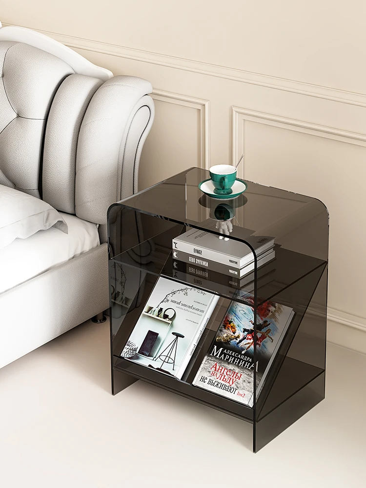 Acrylic Transparent Side Table Simple Modern Living Room Small Coffee Table Living Room Creative Storage Bedroom Bedside Table