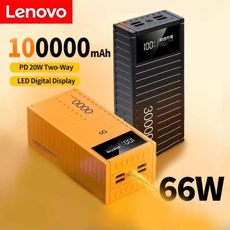 

Lenovo 80000mAh 66W Super Fast Charging Power Bank Portable Container Large Capacity Camping External Battery For IPhone