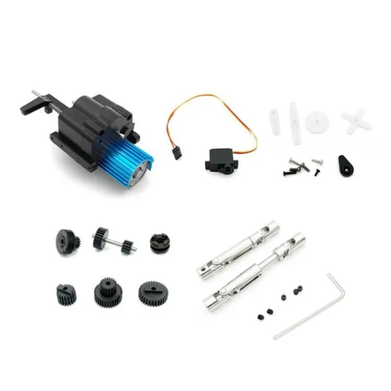 1 Juego de engranajes de aluminio de alta calidad para cambio de caja de cambios de 2 velocidades para WPL B1 B24 B16 B36 C24 1/16 4WD 6WD piezas de coche RC