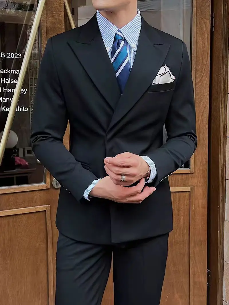 Y109Groom traje de boda para hombre, traje formal británico de negocios, vestido de Caballero de banquete, Chaqueta de traje informal abotonada