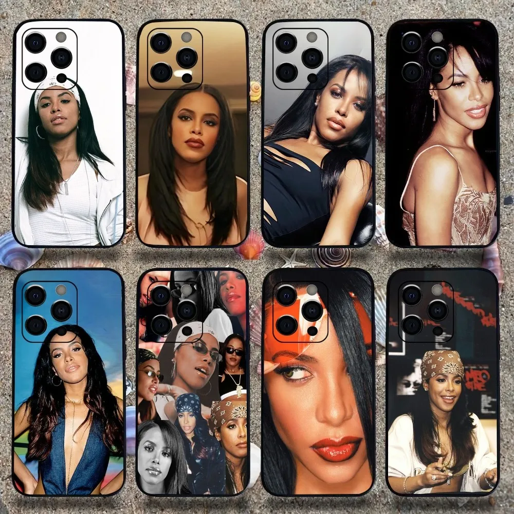 A-Aaliyah Hip Hop Music Phone Case For Apple iPhone 15,14,13,12,11,Pro,X,XS,Max,XR,Plus,Mini Soft  black shell