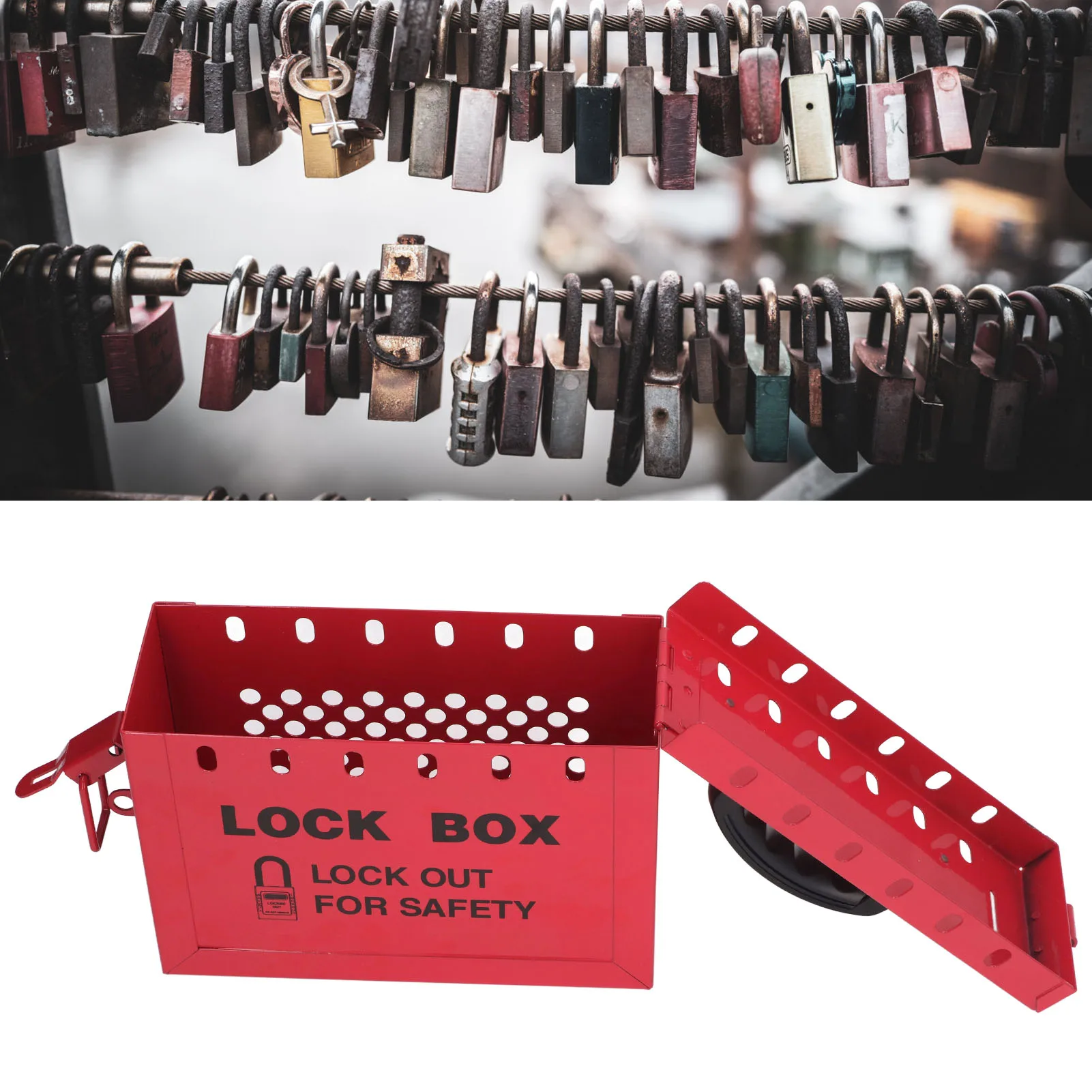 Lockout Tagout Box Portable  13 Guage Lockout Tagout Group Lock Box For OSHA Compliance Group Lockout Tagout Box
