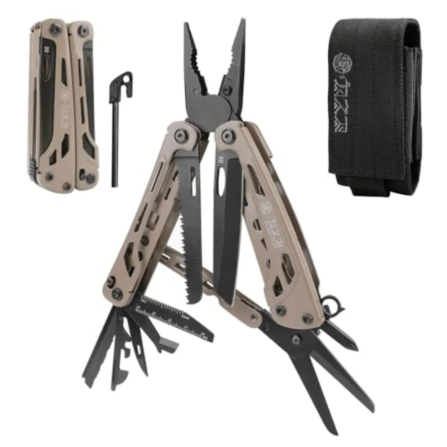 

Многофункциональный инструмент Light Seeking 20-в-1 EDC с плоскогубцами и инструментом для зачистки проводов, снаряжение для выживания и кемпинга, сталь D2, песочная отделка