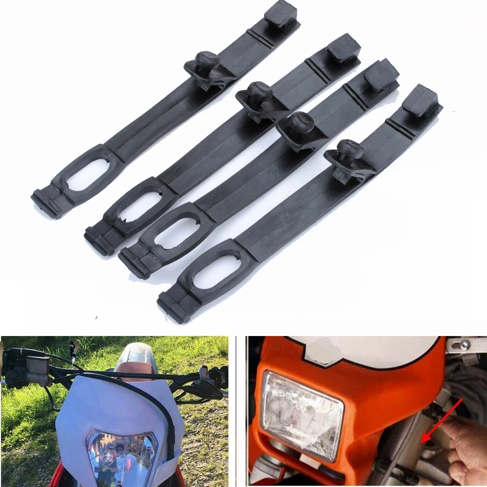 4pcs Rubber Straps Headlight Fix Fix Brackets Black Strap Brackets Straps Dirt Equipment Front/Right/Left Headlamp