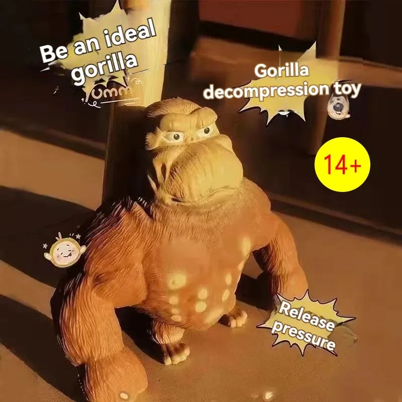 Stretchy Glue-Sand Filled Rubber Gorilla Soft Monkey Stress Relief Toy Animal High-Elastic Stretchable Action Figure Toy  ﻿