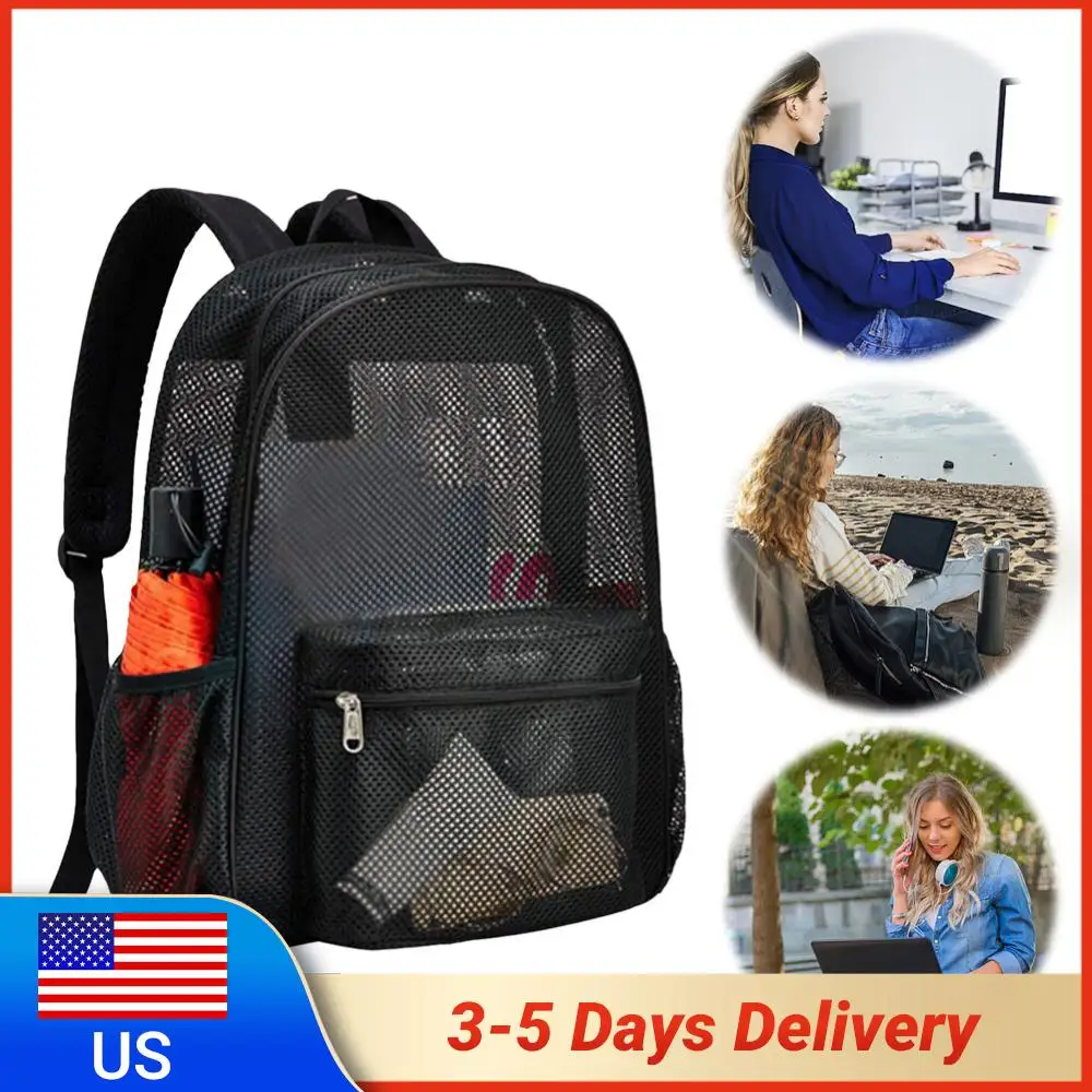 

Mesh Backpack Beach Backpack with Adjustable Straps Fitness Training Bag for Commuting Swimming Beach Outdoor Sports