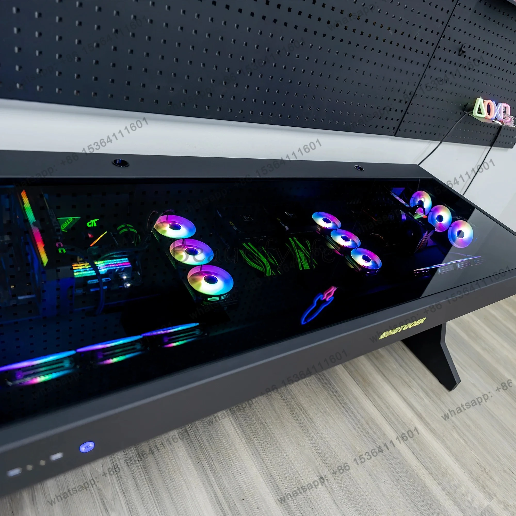 

Computer chassis integrated table, two hosts can be installed for two people, cool large chassis