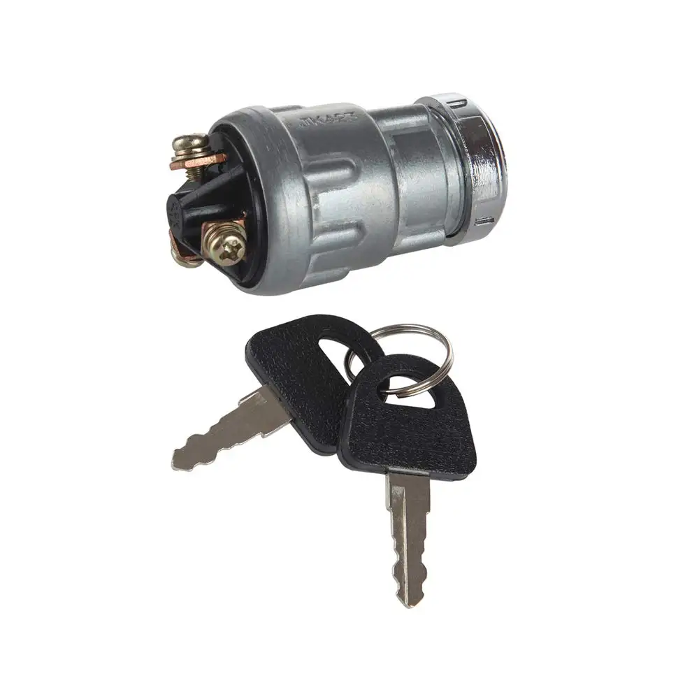 Ignition Starter Switch with 3 Position 3 Connection Terminal 2 Keys for Car, Motorcycle, Tractor, Forklift, Truck, Scooter